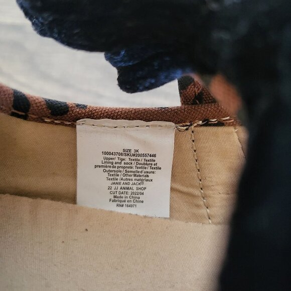 Janie and Jack Cheetah Print Bow Slip-On Sneaker Shoes Brown/Black Size Kid's 3 - Picture 8 of 9